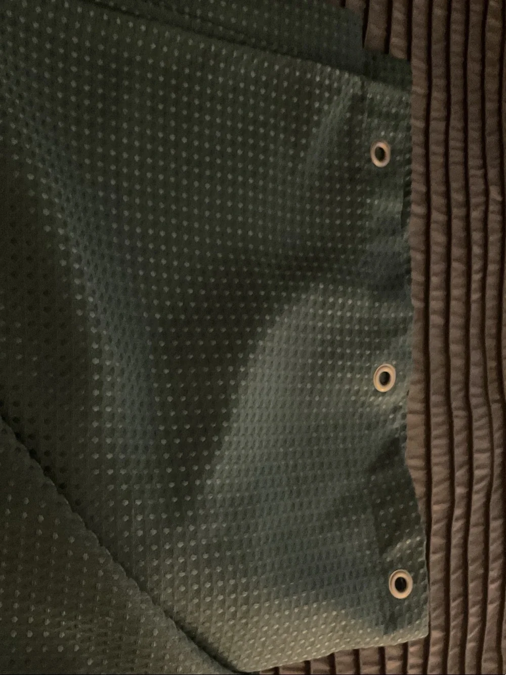 Green Textured Shower Curtain with Metal Grommets